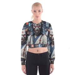 Demon Samurai Cropped Sweatshirt by AwesomeSauce