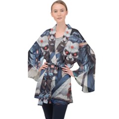Demon Samurai Long Sleeve Velvet Kimono  by AwesomeSauce