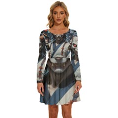 Demon Samurai Long Sleeve Wide Neck Velvet Dress by AwesomeSauce