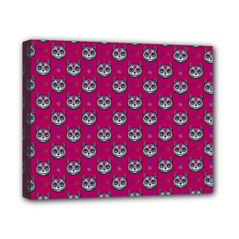 Calavera Cat Art Pattern Canvas 10  X 8  (stretched) by ExtraAwesomeSauce