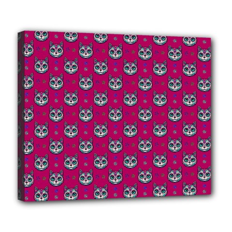 Calavera Cat Art Pattern Deluxe Canvas 24  X 20  (stretched) by ExtraAwesomeSauce