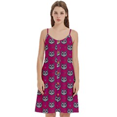Calavera Cat Art Pattern Women s Spaghetti Strap Pullover Cami Dress by ExtraAwesomeSauce