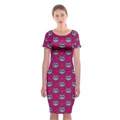 Calavera Cat Art Pattern Classic Short Sleeve Midi Dress by ExtraAwesomeSauce