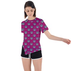 Calavera Cat Art Pattern Asymmetrical Short Sleeve Sports T-shirt by ExtraAwesomeSauce