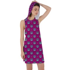 Calavera Cat Art Pattern Racer Back Hoodie Dress by ExtraAwesomeSauce