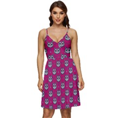 Calavera Cat Art Pattern V-neck Pocket Summer Dress  by ExtraAwesomeSauce
