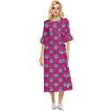 Calavera Cat Art Pattern Double Cuff Midi Dress View1