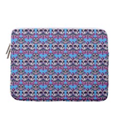 Colorful Sugar Skull Cat Pattern 14  Vertical Laptop Sleeve Case With Pocket by ExtraAwesomeSauce