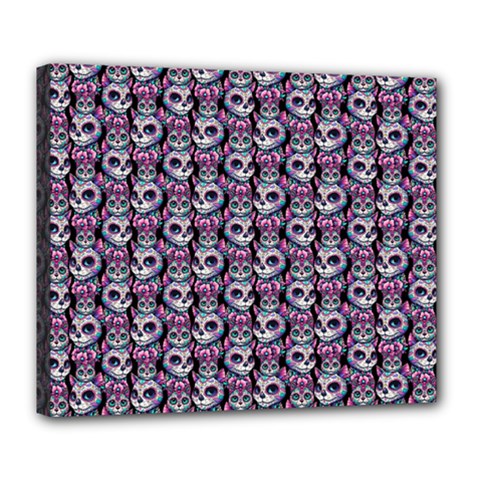 Sugar Skull Cat Pattern Deluxe Canvas 24  X 20  (stretched) by ExtraAwesomeSauce