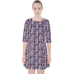 Sugar Skull Cat Pattern Quarter Sleeve Pocket Dress by ExtraAwesomeSauce