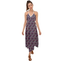 Sugar Skull Cat Pattern Halter Tie Back Dress  by ExtraAwesomeSauce