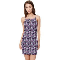 Sugar Skull Cat Pattern Summer Tie Front Dress by ExtraAwesomeSauce