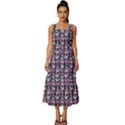 Sugar Skull Cat Pattern Square Neckline Tiered Midi Dress View1