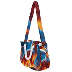 Enchanted Fire Feline Rope Handles Shoulder Strap Bag by ExtraAwesomeSauce