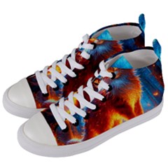 Enchanted Fire Feline Women s Mid-top Canvas Sneakers by ExtraAwesomeSauce
