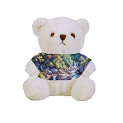 Serene Mountain Waterfall Landscape Full Print Cuddly Teddy Bear by ExtraAwesomeSauce