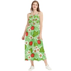Strawberries Pattern Seamless Boho Sleeveless Summer Dress by Posterlux