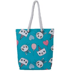 Birtay Cats Bunnies, Koteto Full Print Rope Handle Tote (small) by kyorashop23