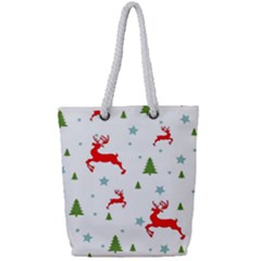 Christmas Texture, Pattern, Red, Craciun, Christmas, Snowflake, Full Print Rope Handle Tote (small) by kyorashop23