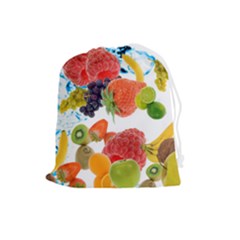 Fruits, Drip, Fruit, Paint, Spring Drawstring Pouch (large) by kyorashop23