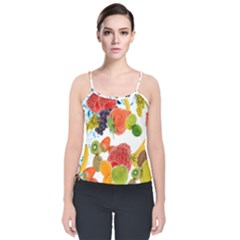 Fruits, Drip, Fruit, Paint, Spring Velvet Spaghetti Strap Top by kyorashop23