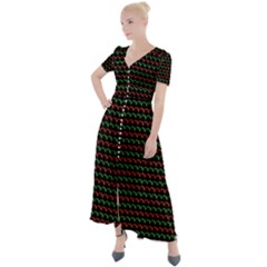 Geometric Abstract Pattern Line Button Up Short Sleeve Maxi Dress by Salmanaz77