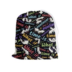 Time Nonlinear Curved Linear Drawstring Pouch (xl) by Paksenen