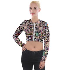 Spanish Gothic Girls Pattern Long Sleeve Cropped Velvet Jacket by violetheavensky