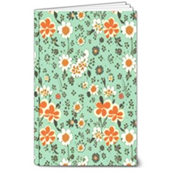 Retro 1960s Flowers Pattern 3 8  X 10  Softcover Notebook by violetheavensky