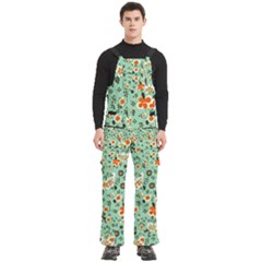 Retro 1960s Flowers Pattern 3 Men s Side Zip Front Pouch Ski And Snowboard Bib Pants	