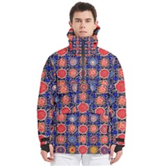 Retro Geometric Shapes And Flowers 3 Men s Pullover Zip Ski And Snowboard Waterproof Breathable Jacket
