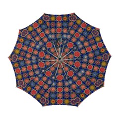 Retro Geometric Shapes And Flowers 3 Automatic Folding Umbrella With Case (large) by violetheavensky