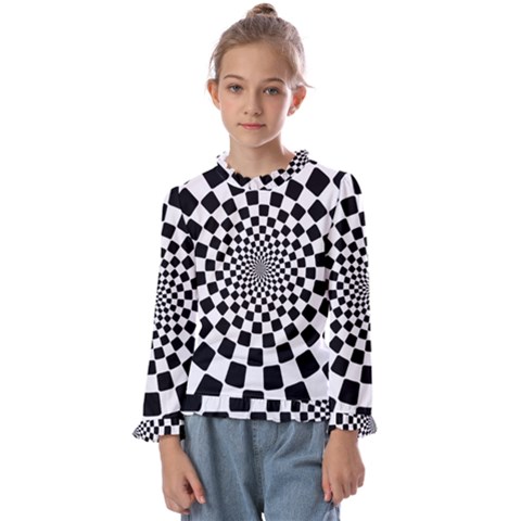 Geomtric Pattern Illusion Shapes Kids  Frill Detail T-shirt by Grandong
