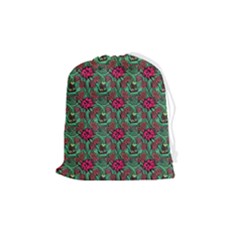 Retro 1880s Flowers Pattern 3 Drawstring Pouch (medium) by violetheavensky