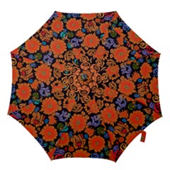 Mid Century Retro Floral 1970s 1960s Pattern 49 Hook Handle Umbrellas (medium) by violetheavensky