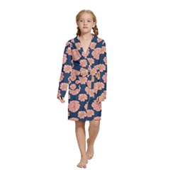 Retro 1880s Flowers Pattern 16 Kids  Long Sleeve Velvet Lounge Robe by violetheavensky