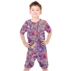 Pour With Cat Kids  T-shirt And Shorts Set by kaleidomarblingart