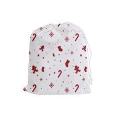 Christmas Xmas Holiday Pattern Background Drawstring Pouch (large) by Paksenen
