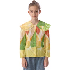 Citrus Fruit Healthy Vitamin Kids  Peter Pan Collar Blouse by Paksenen