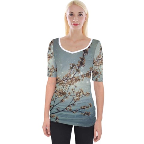 Dreamy Nature Motif Wide Neckline T-shirt by dflcprintsclothing