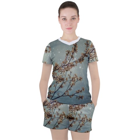 Dreamy Nature Motif Women s T-shirt And Shorts Set by dflcprintsclothing