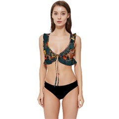 Star Lantern Lighting Low Cut Ruffle Edge Bikini Top by Paksenen