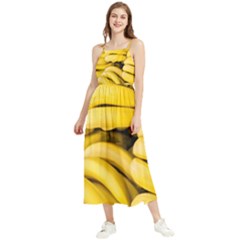 Bananas, Macro, Fruits, Ripe Bananas Boho Sleeveless Summer Dress by kyorashop23