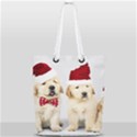 Christmas Puppies, Santa, Craciun, Christmas, Funny, Hat, Puppy, Red Full Print Rope Handle Tote (Small) View1