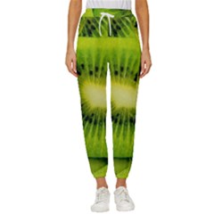 Kiwi Fruits, Close-up, Exotic Fruit Women s Cropped Drawstring Pants by kyorashop23