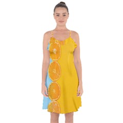 Orange, Slices, Fruit, Citrus Ruffle Detail Chiffon Dress by kyorashop23