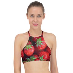 Strawberry, Berries, Fresh, Red Halter Bikini Top by kyorashop23