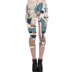 Sculpture Statue Angel Artwork Capri Leggings  by Salmanaz77