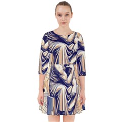 Thinker Sculpture Design Geometric Smock Dress by Salmanaz77