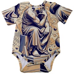 Thinker Sculpture Design Geometric Baby Short Sleeve Bodysuit by Salmanaz77